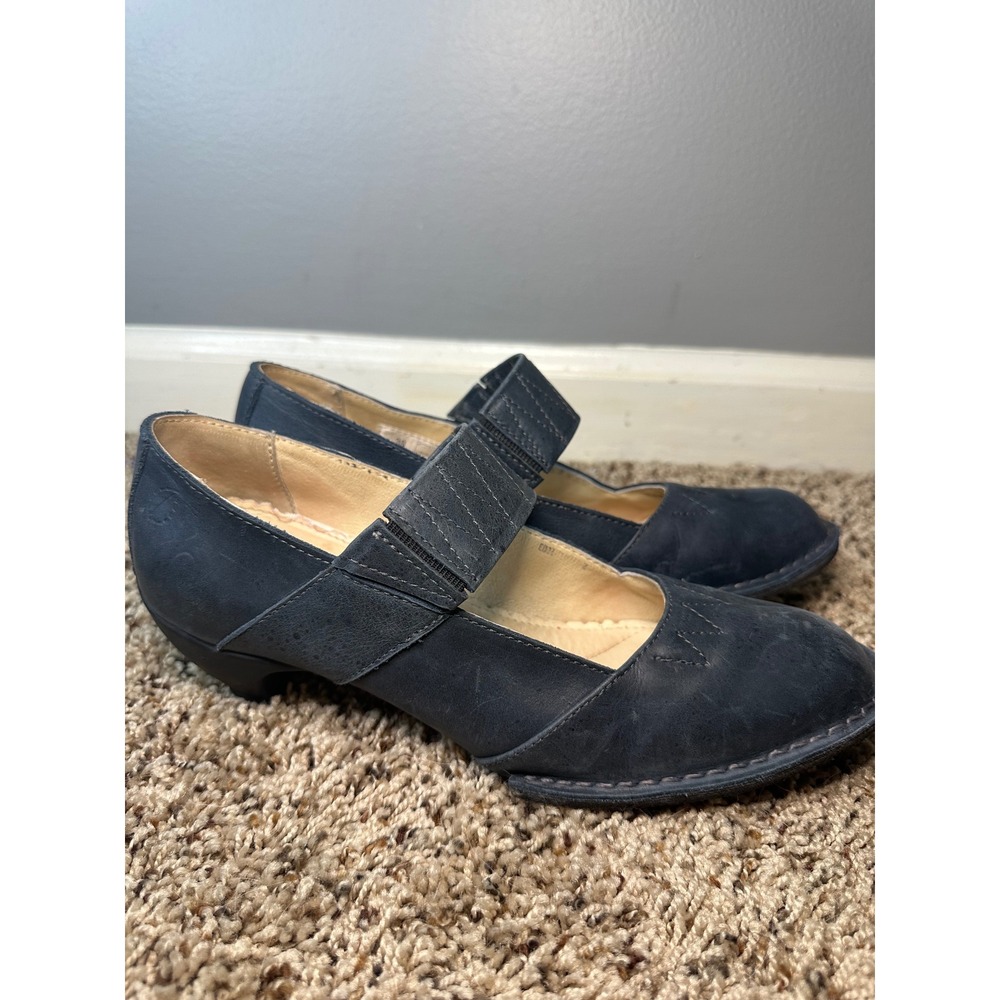 Sergio Tomani Blue Leather Mary Jane Low Heel Pumps EU 38 US 7.5 - Picture 5 of 10